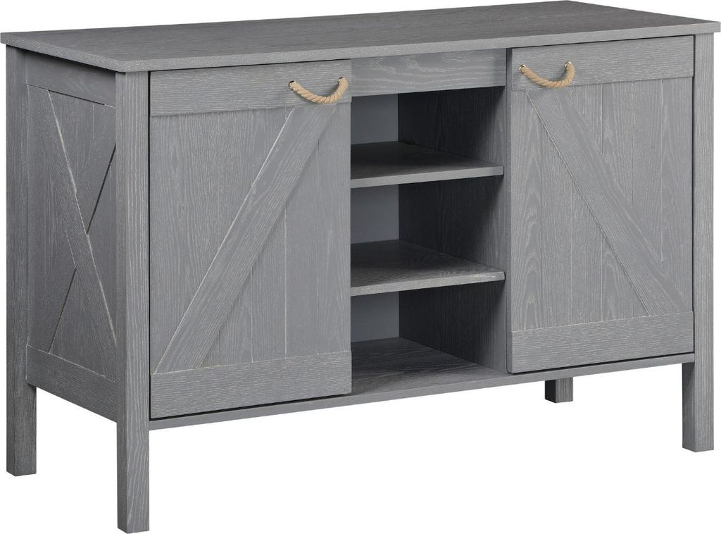 LUZIA Doppelwaschbecken-Badezimmerschrank B.120 x H.78 x T.50 cm, graue Eiche