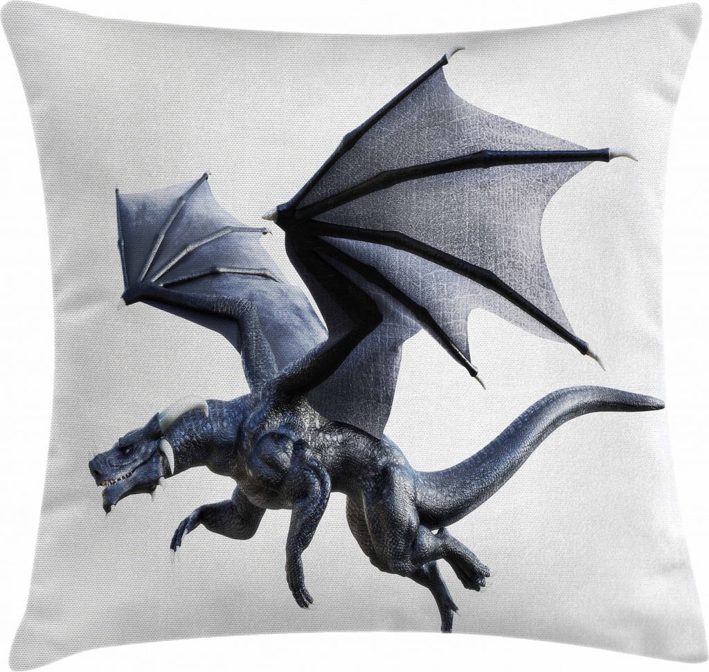 ABAKUHAUS Drachen Kissenbezug, creature Flügel, Dekorative Kopfkissenhülle mit Beidseitigem Druck Reißverschluß Waschbar, 45 x 45 cm, Anthrazit...