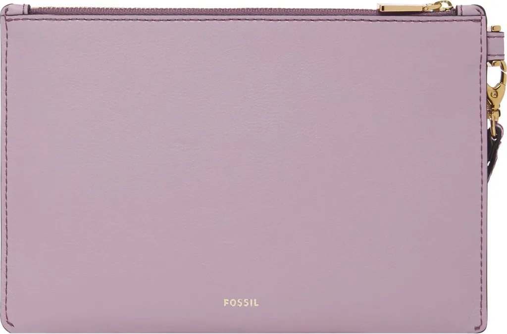 FOSSIL Sac à Poignet en Cuir Lilas avec Dragonne Pratique 18cm