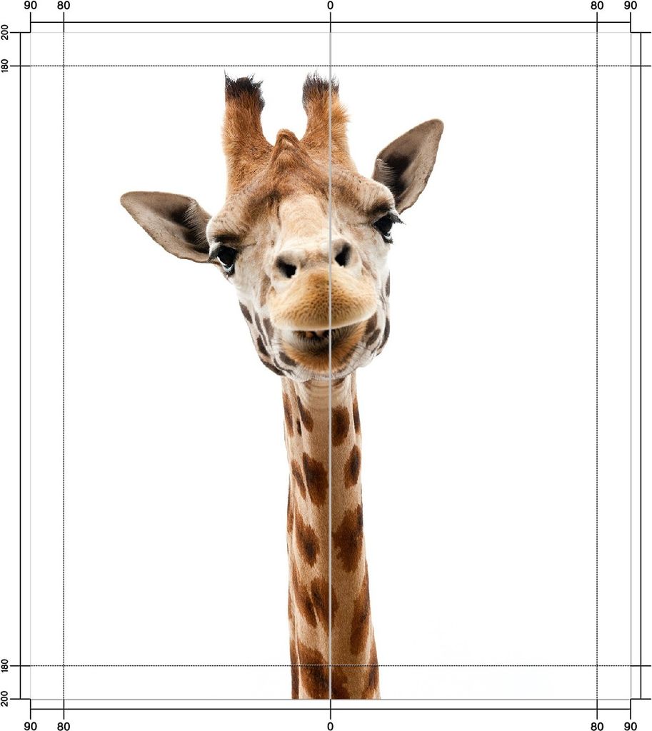 Wallario selbstklebende Duschrückwand 180 x 180 cm mit Motiv Giraffenkopf - Wandverkleidung mit Hochglanzlaminat in Glasoptik