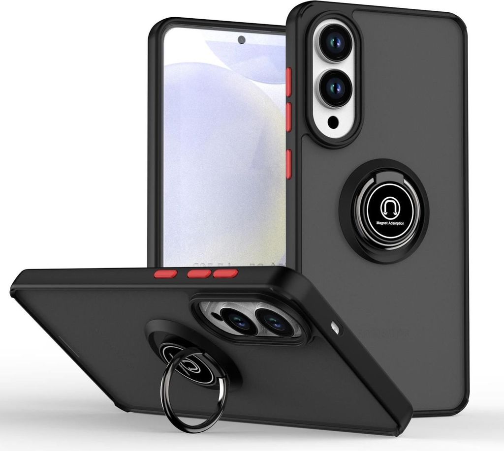 Für Samsung Galaxy S25 Edge 5G Q Series Shadow Design TPU + PC Schutz Hülle Schwarz / Rot