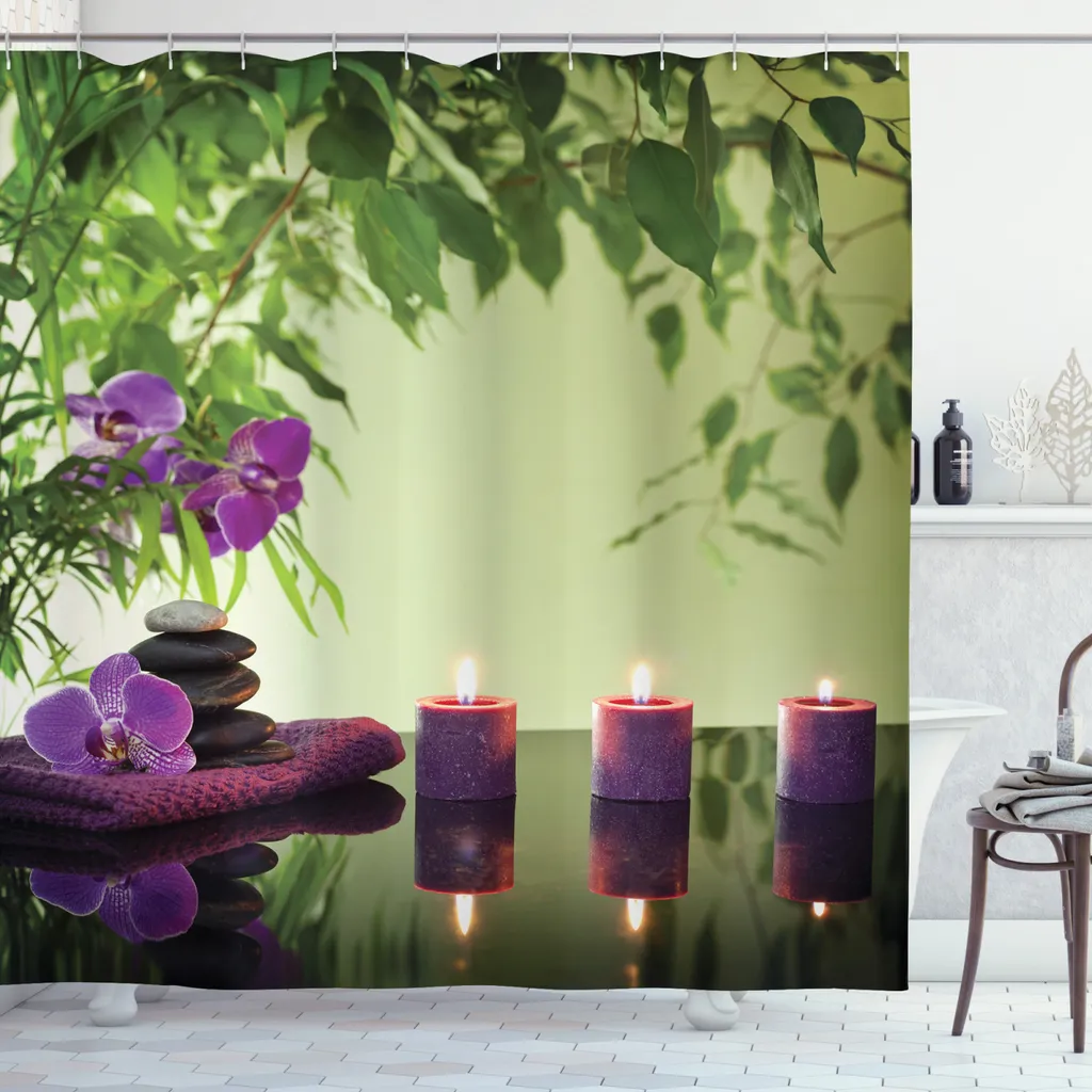 Tenda Doccia Spa ABAKUHAUS 175x220cm: Relax con Orchidee e Candele