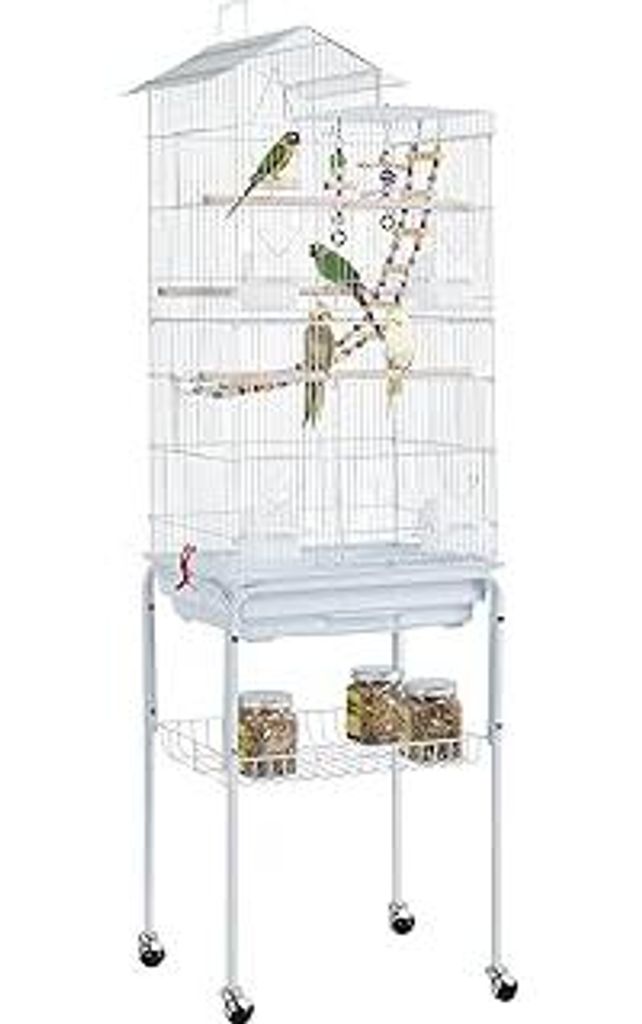 Vogelkäfig Wellensittich Vogelbauer Vogelvoliere Kanarien Käfig mit Vogelspielzeug mit Ständer 46 x 35,5 x 158,5 cm