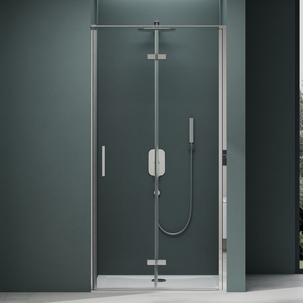 Mai & Mai Nischentür Drehtür BxH 100x195 cm Duschabtrennung Duschwand 8mm Klarglas ESG-Sicherheitsglas mit Nanobeschichtung Teramo37K