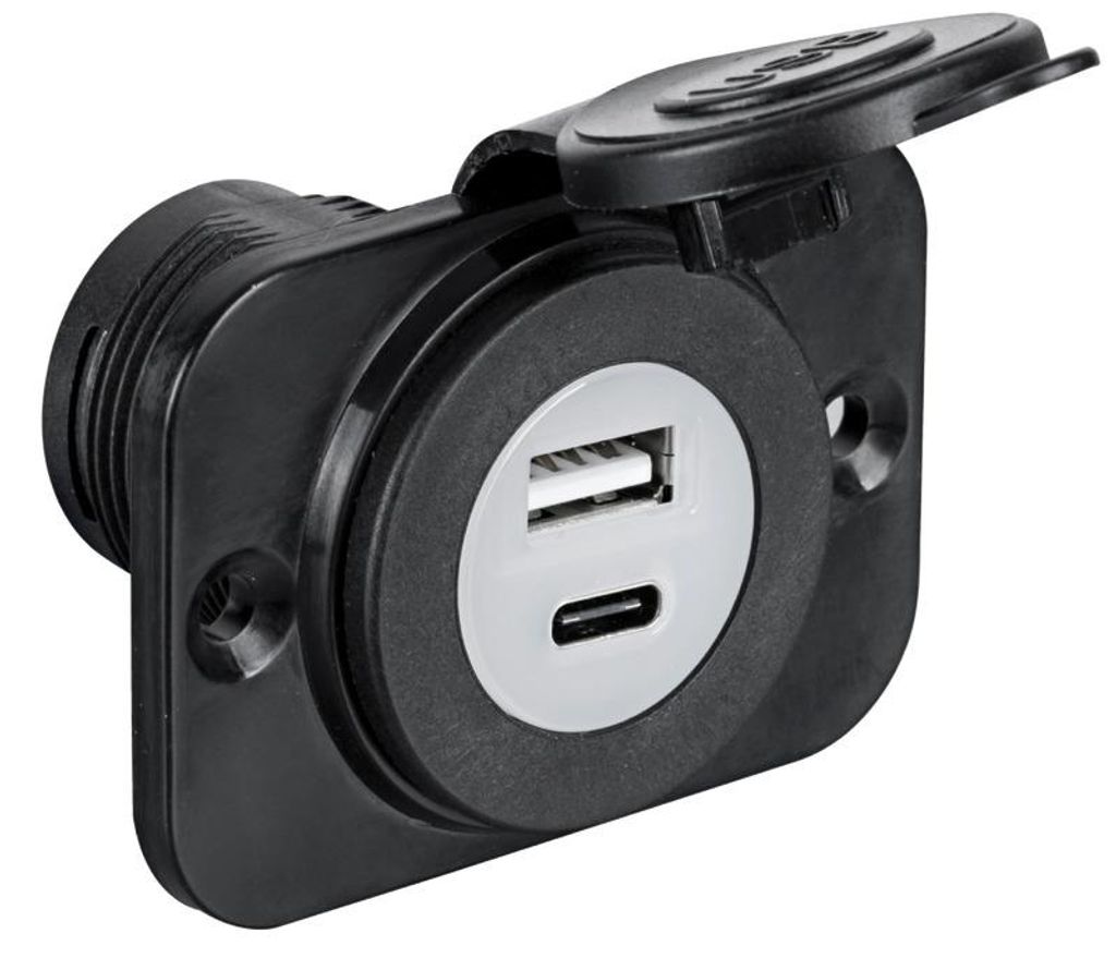 Wtyczka zapalniczki + podwójne gniazdo USB weiß Osculati 14.516.12