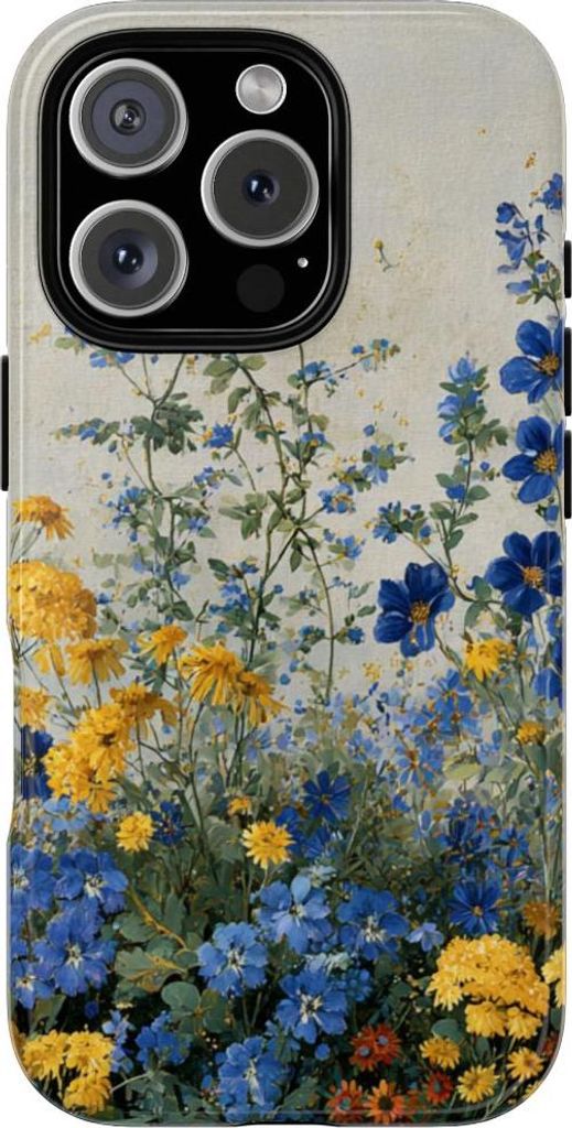 Blaue und gelbe Wildblumen – Hülle Kompatibel mit iPhone 16 Pro