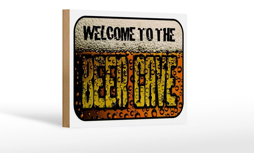 Holzschild Bier 18x12cm welcome to the beer cave