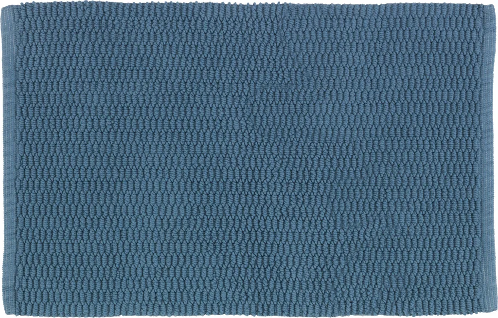 WENKO Mona Tappeto Bagno 80x50cm Cotone Antiscivolo Grigio Blu