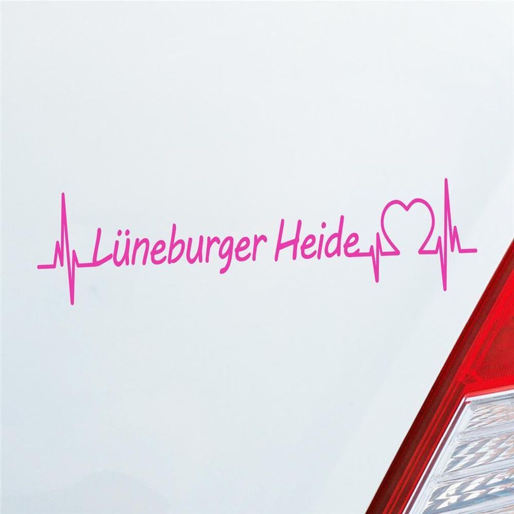 Auto Aufkleber Lüneburger Heide Puls Herzschlag mit Ferien Region Motiv 19x5 cm Pink Sticker Heckscheibenaufkleber