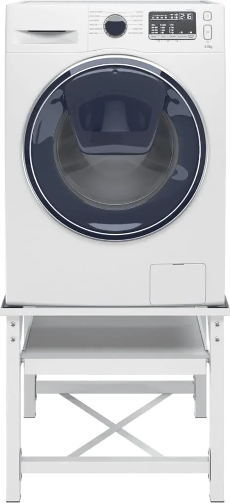 Rehausseur de lave-linge avec tablette de rangement et cadre en acier robuste