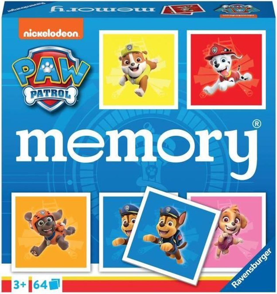 Ravensburger Grand Memory Pat'Patrouille, Memo Spiel, Lernspielzeug, Kinder, 3+ Jahre,, Mehrfarbig