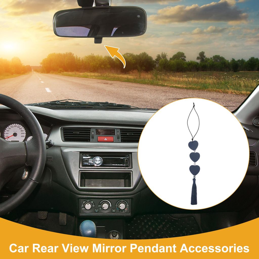 1 Stk. Kunstleder Herz Quaste Auto Rückspiegel Anhänger Zubehör Auto Hängeschmuck Dunkelblau