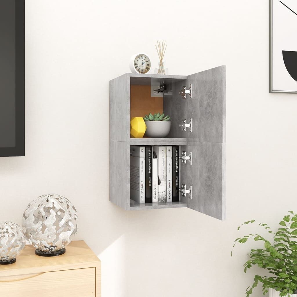 The Living Store TV-Wandschränke 2 Stk. Betongrau 30,5x30x30 cm