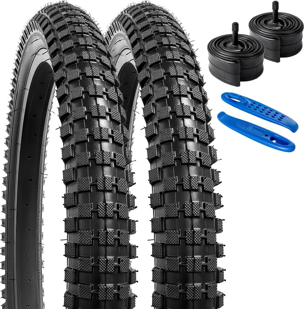 Pneu vélo 20 pouces YunSCM avec chambre à air AV32mm pour VTT enfant