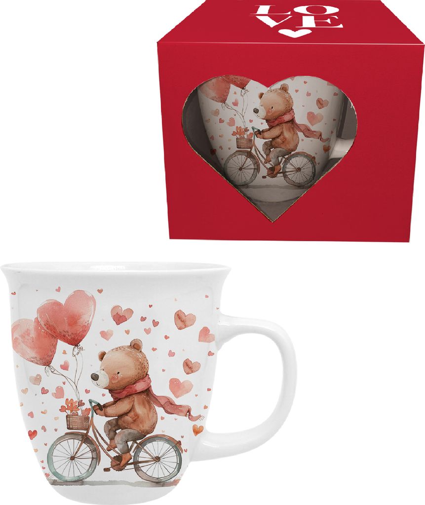DUO HEARTS Becher 650 ml BEAR on a BIKE, New Bone China Porzellan