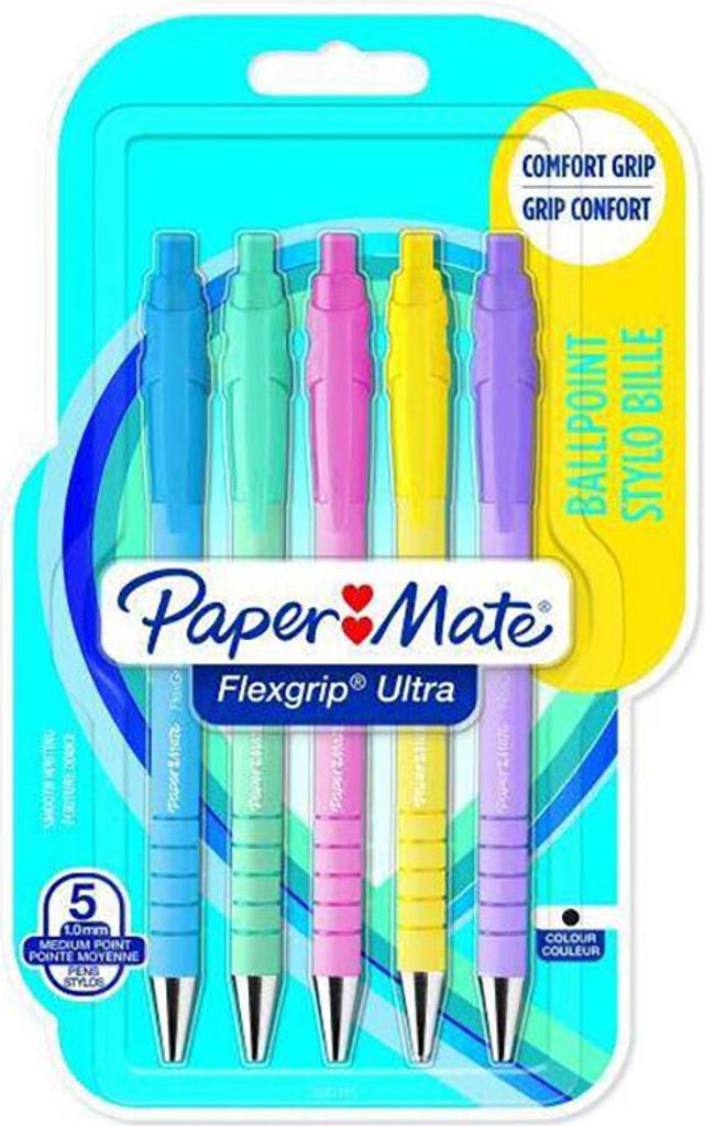 PAPER MATE Kugelschreiber Flexgrip Ultra Pastel. M sch. 5er Blister