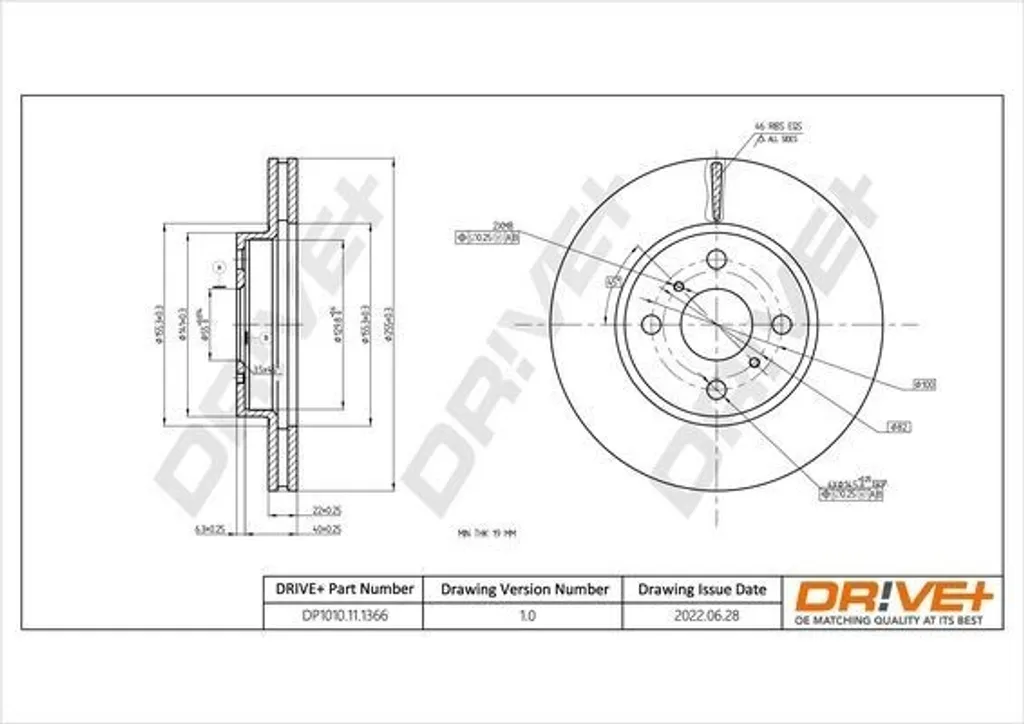 Disque de Frein Haute Résistance DP1010.11.1366, Standard OE 43512 0D090