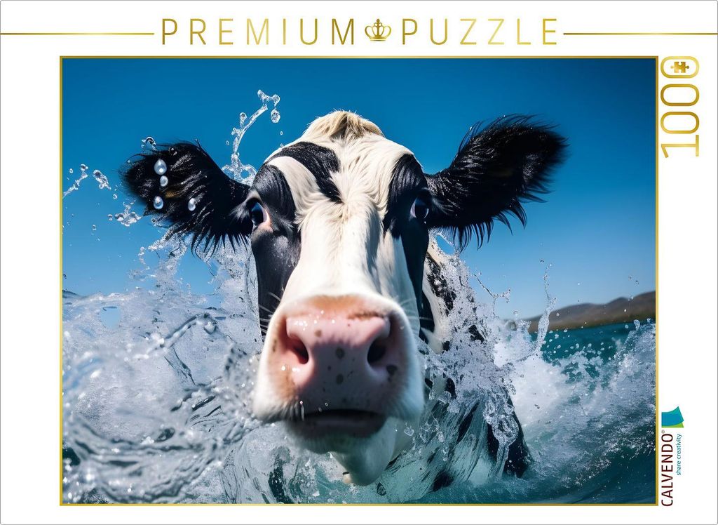 CALVENDO Puzzle Eine schöne bunte Kuh | 1000 Teile Lege-Größe 64x48cm Foto-Puzzle für glückliche Stunden