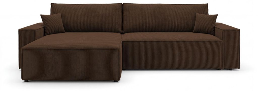 CORNERO Ecksofa mit schlaffunktion VIENNA links braun Cord Poso 6 - Schlaffunktion, Bettkasten