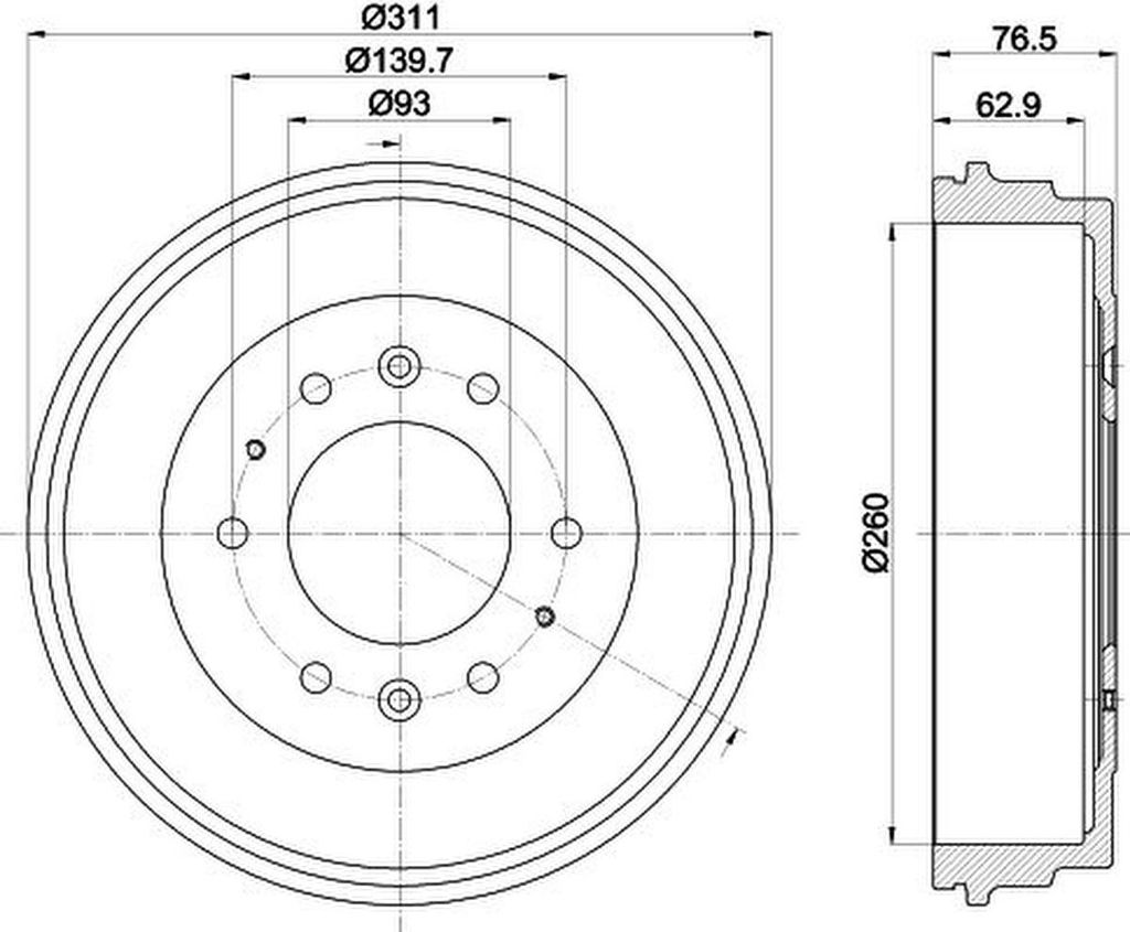 2x HELLA 8DT 355 301-841 Bremstrommel Hinterachse