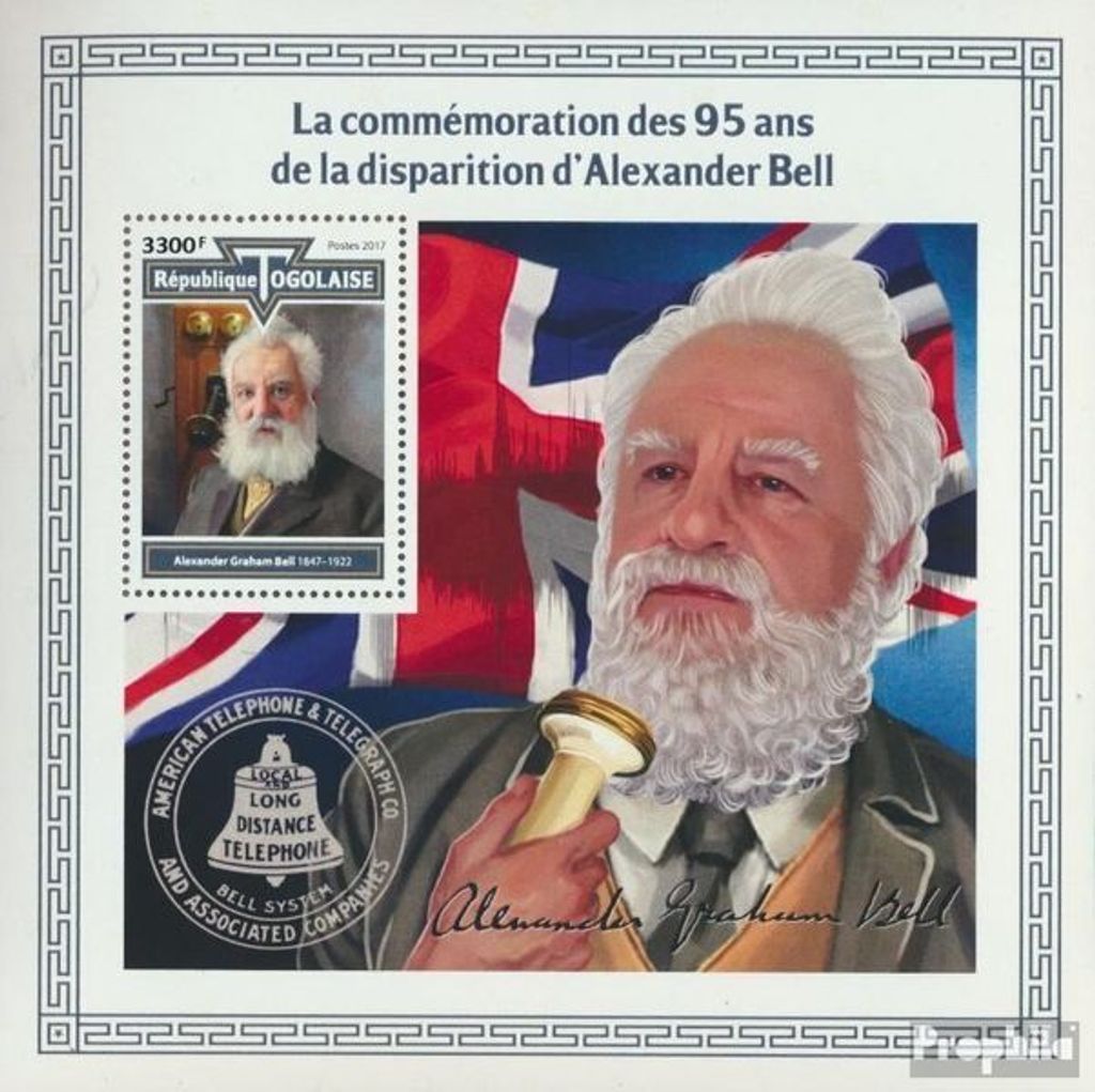 Briefmarken Togo 2017 Mi Block 1533 (kompl. Ausgabe) postfrisch Alexander Glocke