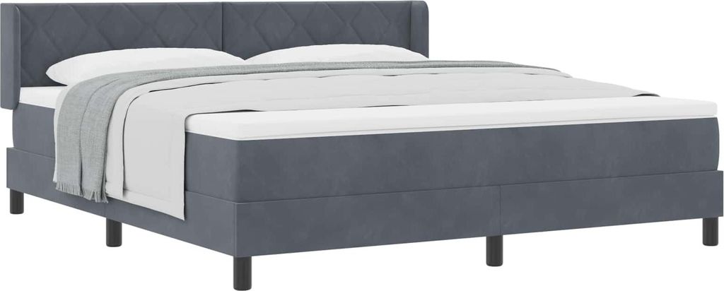 vidaXL Boxspringbett mit Kopfteil Dunkelgrau 200 x 180 cm Samt