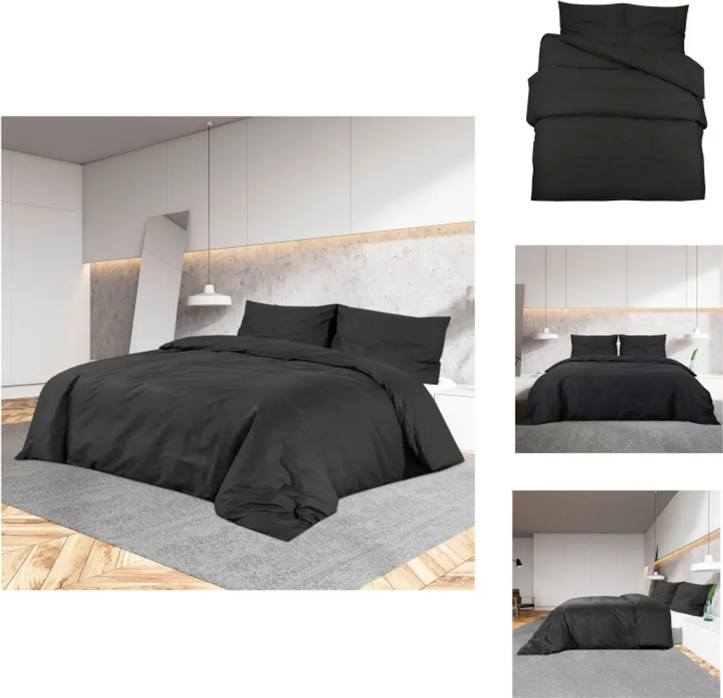 Set Copripiumino 260x240 vidaXL Nero - Microfibra Anti-Macchia
