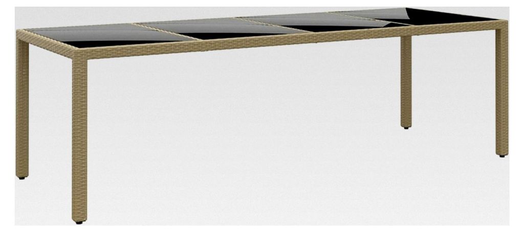 Gartentisch, Glasoberfläche, Polyrattan, Beige