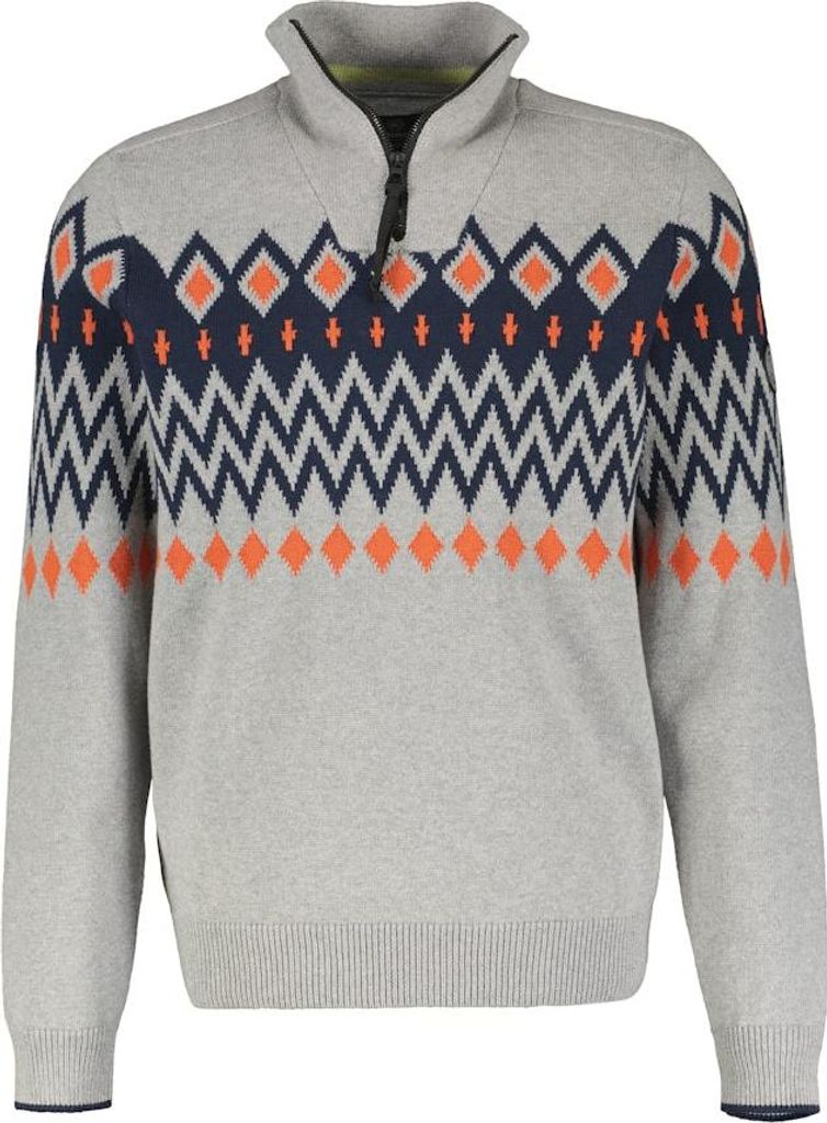 33317 Lerros, , Herren Troyer Pullover Pulli Mock Zip, dicker Glattstrick, hellgrau, L