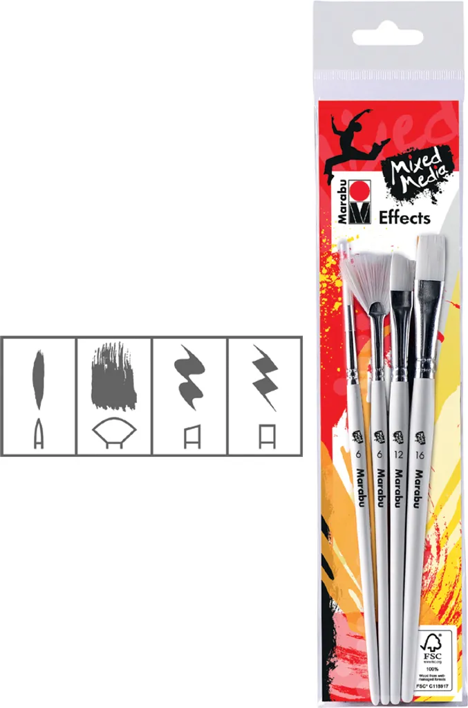 Set Marabu Pinsel-Set Effects avec poils synthétiques haute densité