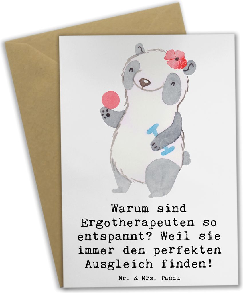 Mr. & Mrs. Panda Beileidskarte Ergotherapeutin Balance - Weiß - Geschenk, babykarte, Geduld, Geschenke mit Herz, Berufspassion, Berufe, Beruf, Kre...
