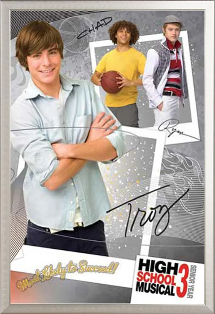 Poster High School Musical Troy Combo avec cadre Shinsuke Maxi Argent