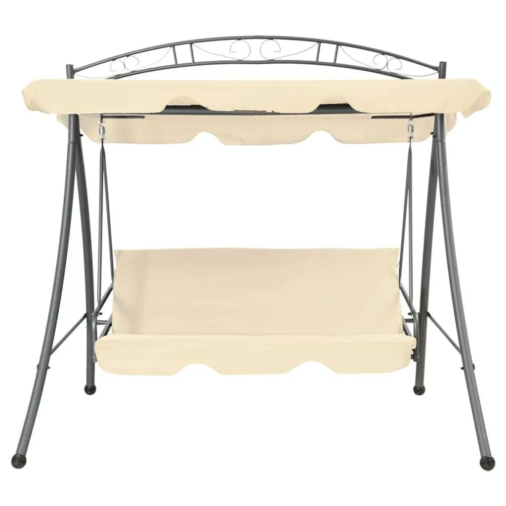 Banc de Balancelle de Jardin Transformable en Lit avec Toit Sable Blanc