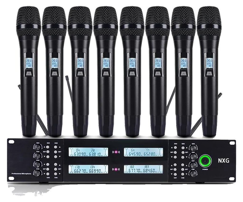 Sistema de micrófonos inalámbricos, 8 canales, alcance de Imagen del producto 