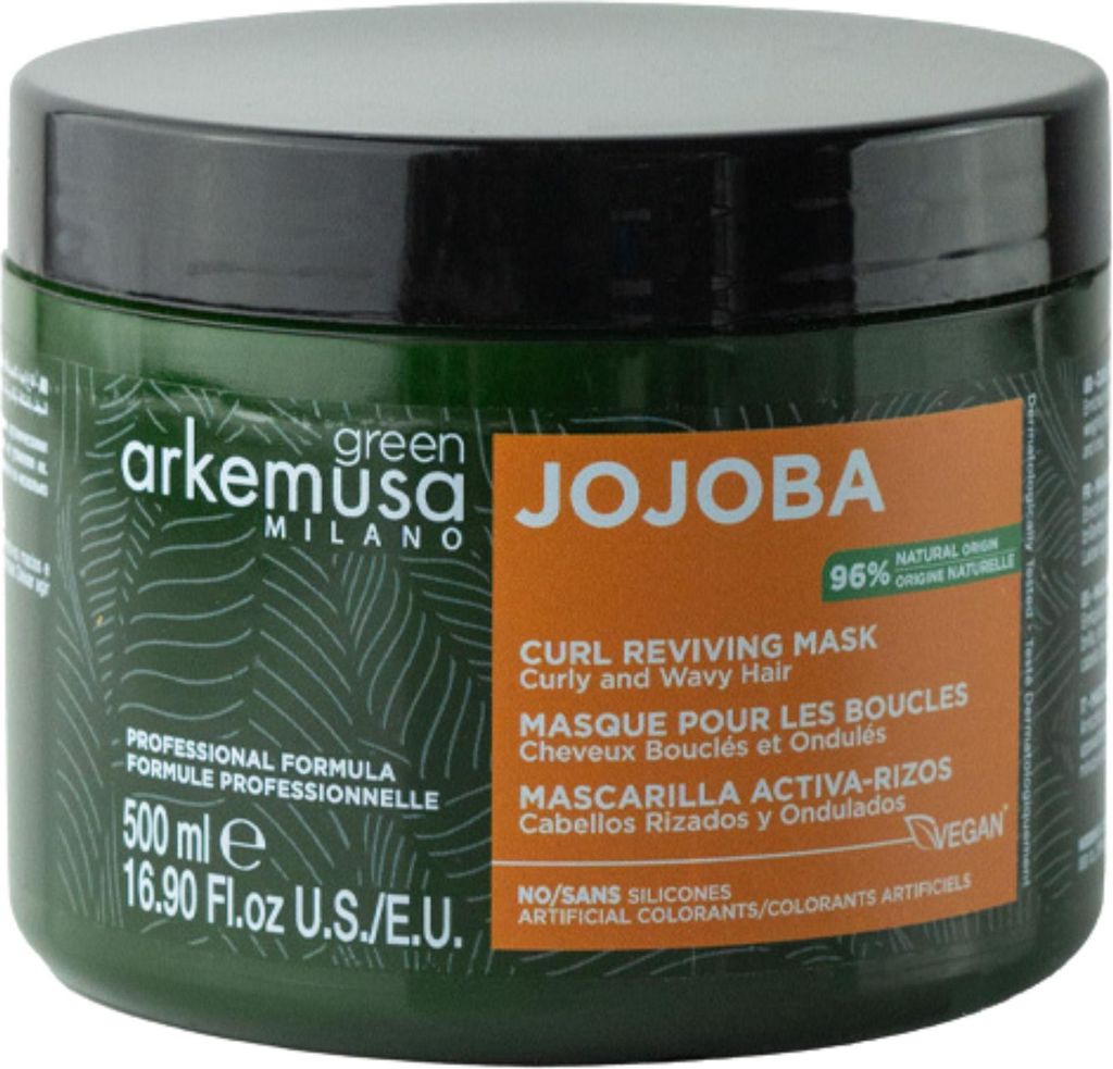Arkemusa | Haarmaske Green Jojoba - 500 ml - Feuchtigkeit - Lockenpflege - Revitalisierende Wirkung