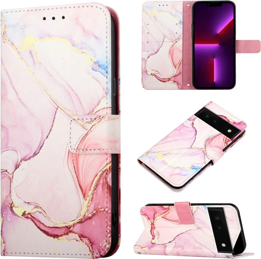 Custodia Effetto Marmo Google Pixel 6 Rosa Bianco | Sottile e Sicura