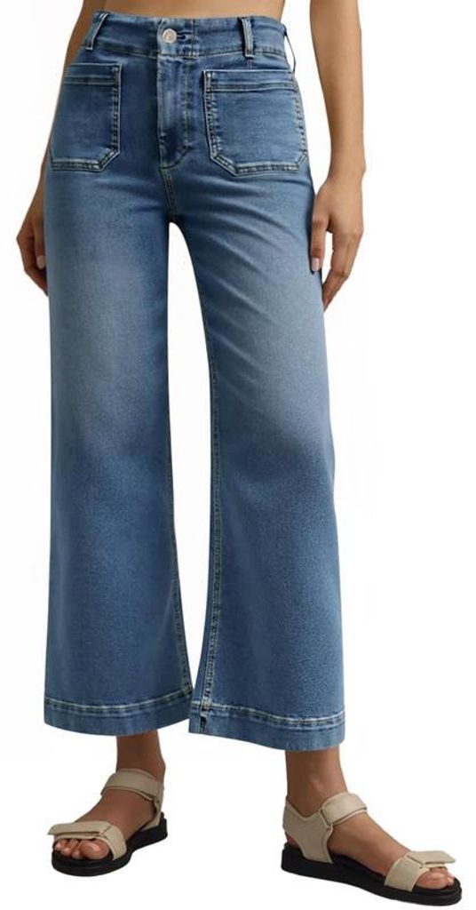 Imily Bela Wide-Leg-Jeans für Damen – Trendige High-Waist-Flare-Jeans aus Stretch-Denim, verkürzte Baggy-Hose mit aufgesetzten Fronttaschen