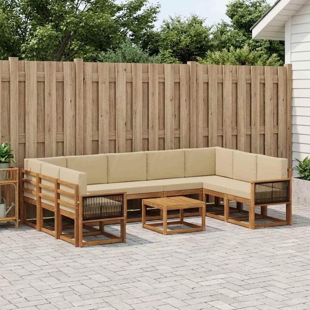 Möbel Outdoor-Sofagarnitur 10 pcs Natur und Beige Massivholz AkazieGartensofas - Gartensofas c2355