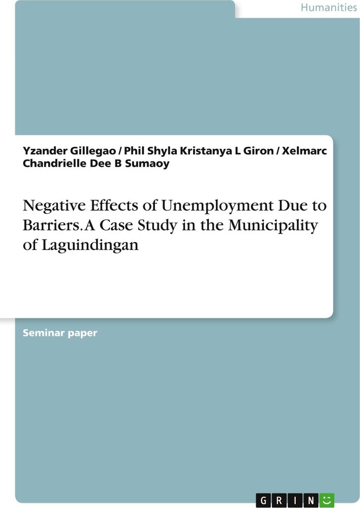 Negative Effects of Unemployment Due to Barriers. A Case Study in the Municipality of Laguindingan