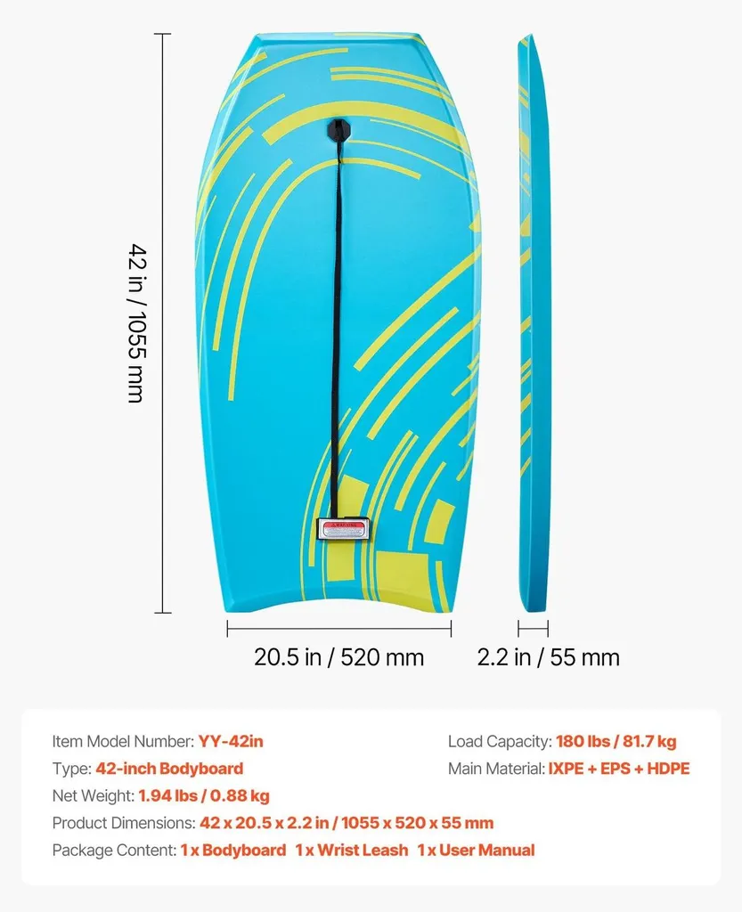 Planche de Bodyboard d'entraînement 105 cm pour plage et océan - 7