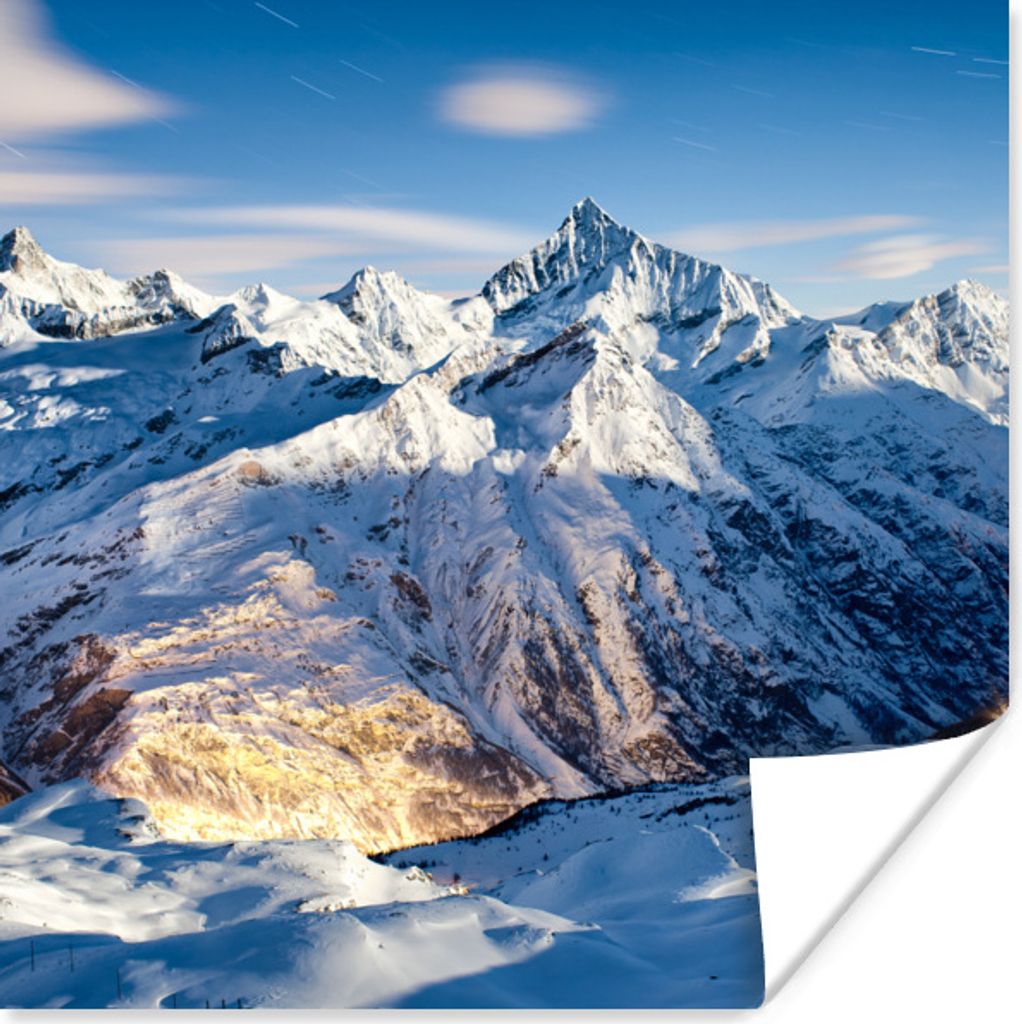 MuchoWow Poster Alpen - Berg - Schnee 30x30 cm - Wandposter - Printing