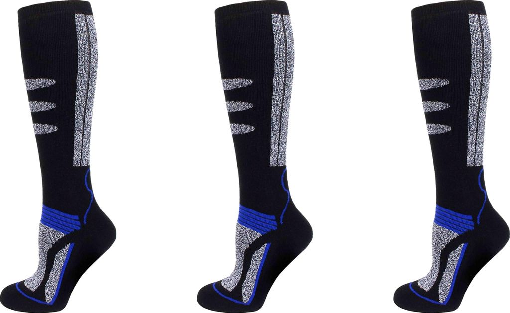 3 Paar Skisocken Schwarz/Blau Gr. 23-26 Produktbild 