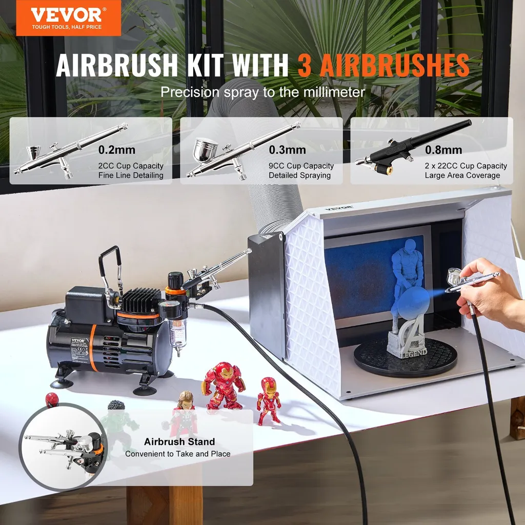 Kit aérographe complet avec compresseur double ventilateur modèle K-3 - 2