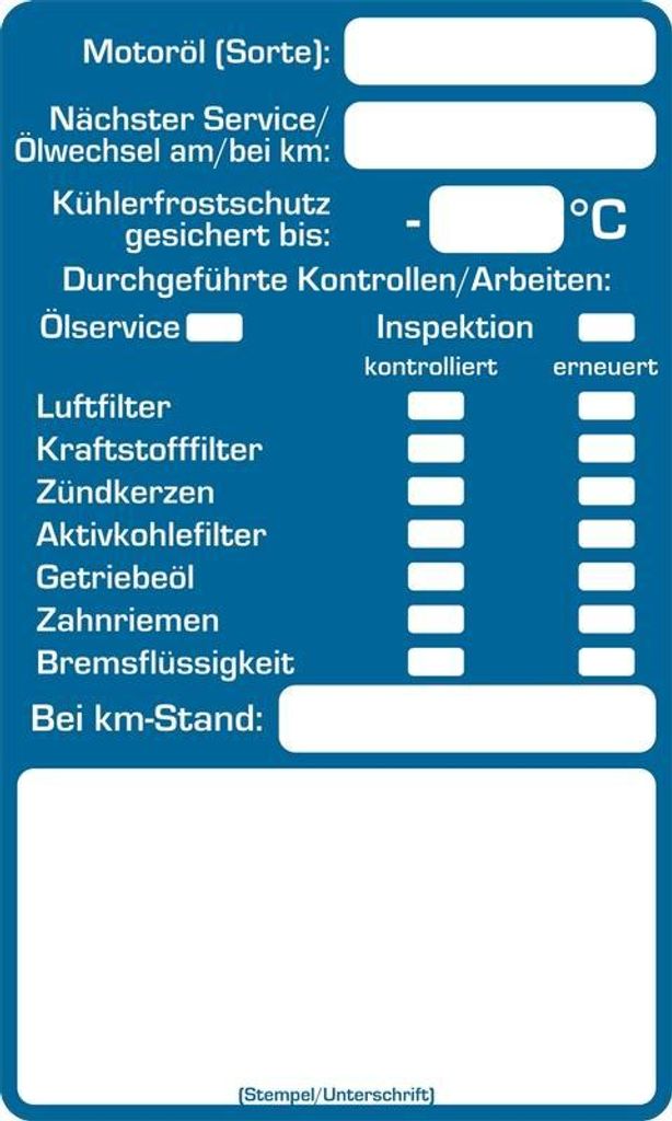 Kundendienst-Aufkleber "Inspektion" - kompletter Wartungs- Produktbild 