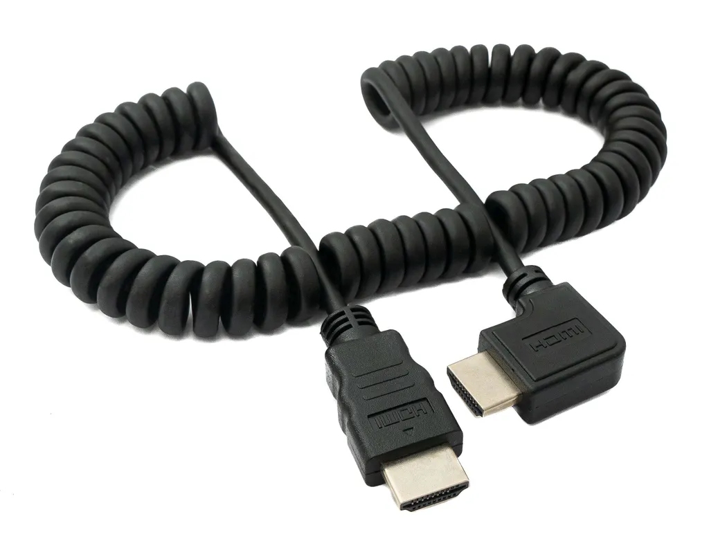 Cavo HDMI Nero 2m a Spirale System-S | Elegante Angolo a 90 Gradi
