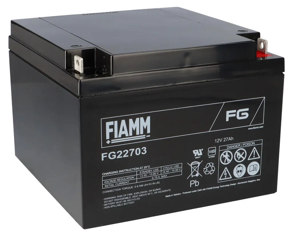 Fiamm FG22703 Batterie Plomb 12V 27Ah avec Connecteurs à Visser M5