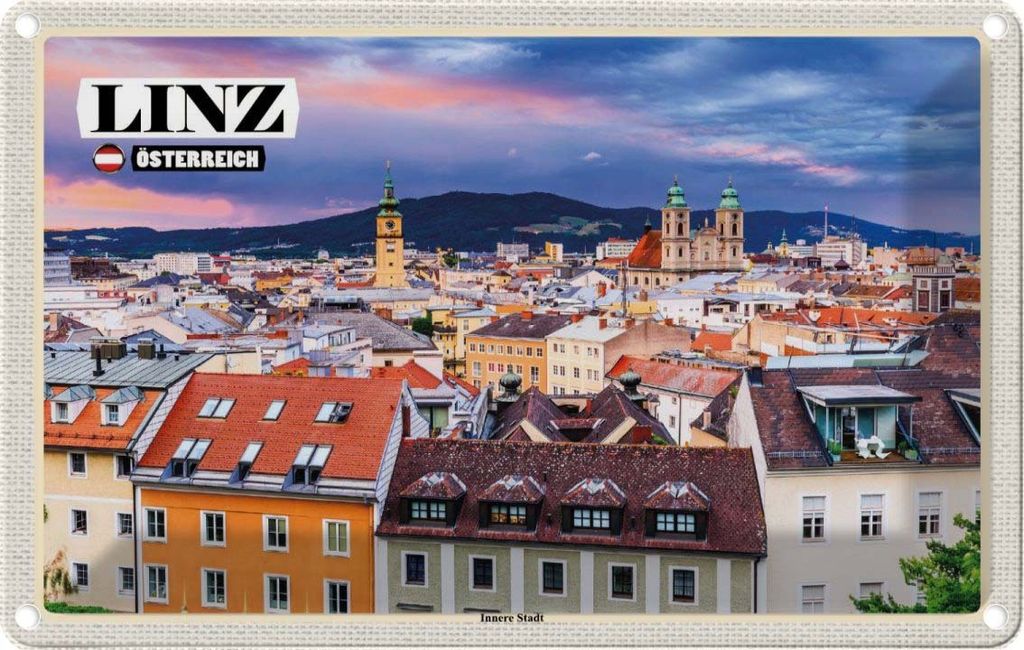 vianmo Blechschild 20x30 cm Linz Österreich Innere Stadt Bildmotiv Reisemotiv Abenteuer Reisen Urlaub