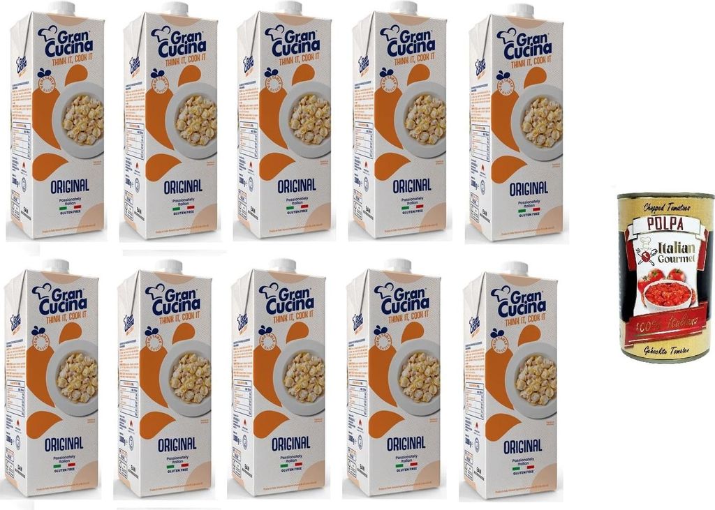 10x Gran Cucina Crema per Cucinare,Creme auf Pflanzlicher Basis,Sauce zum Kochen Ohne Palmöl,Glutenfrei 1000g + Italian Gourmet Polpa di Pomodoro ...