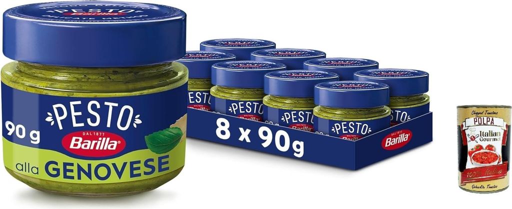 Barilla Pesto Sugo Alla Genovese 8x 90 g mit italienischem Produktbild 