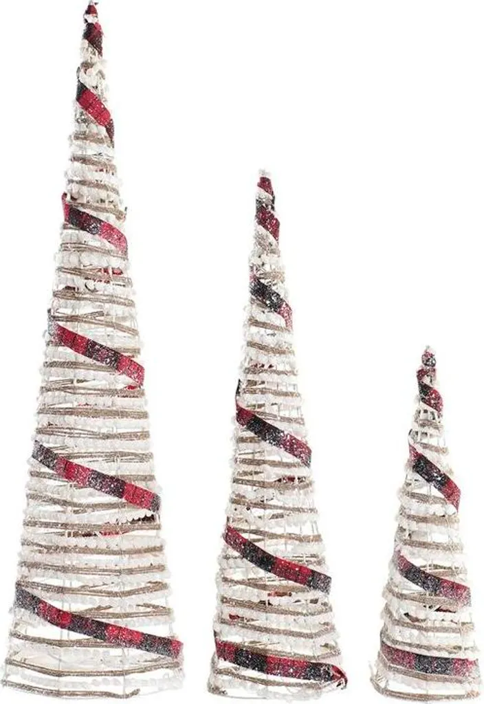 Sapin de Noël Cône LED 80cm Sans Encombrement ni Épines - Lot de 3